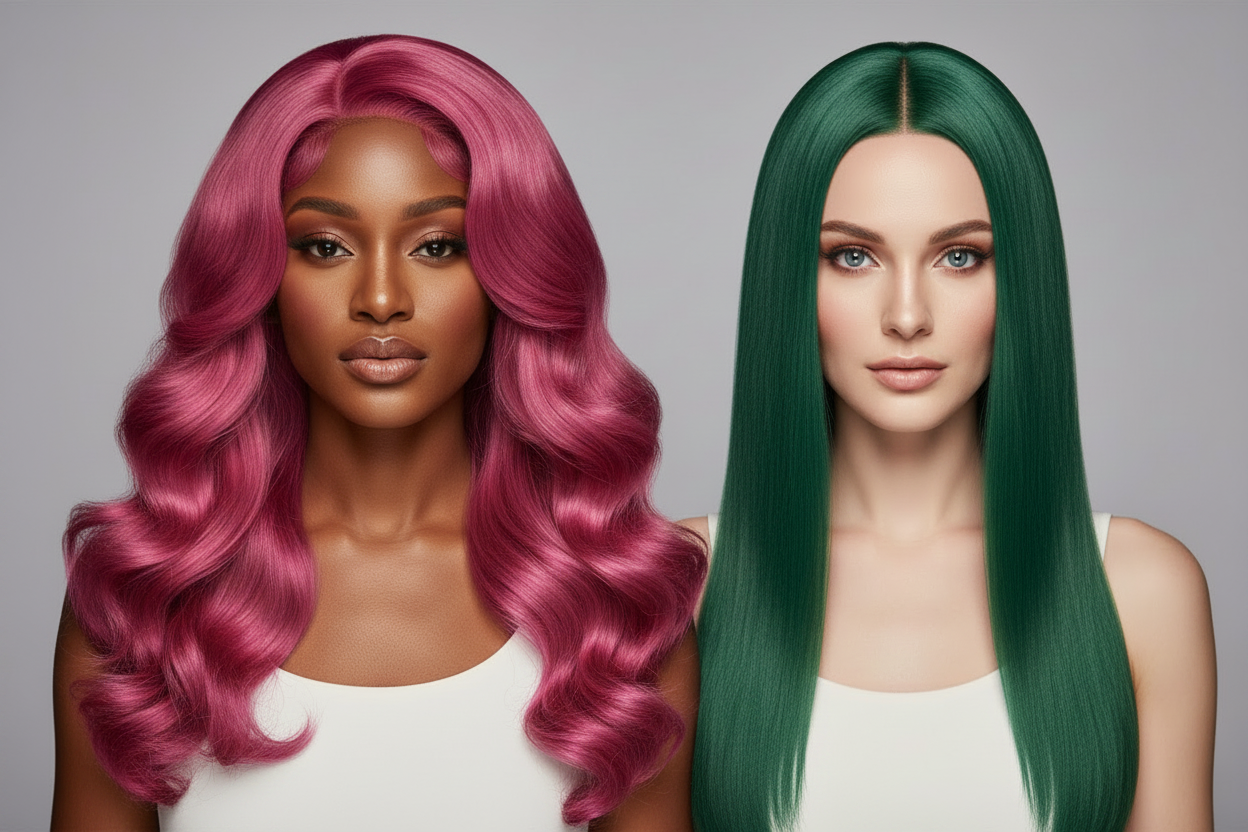 Colored Human Hair Wigs | Fashion Color Wigs | Kelmovo