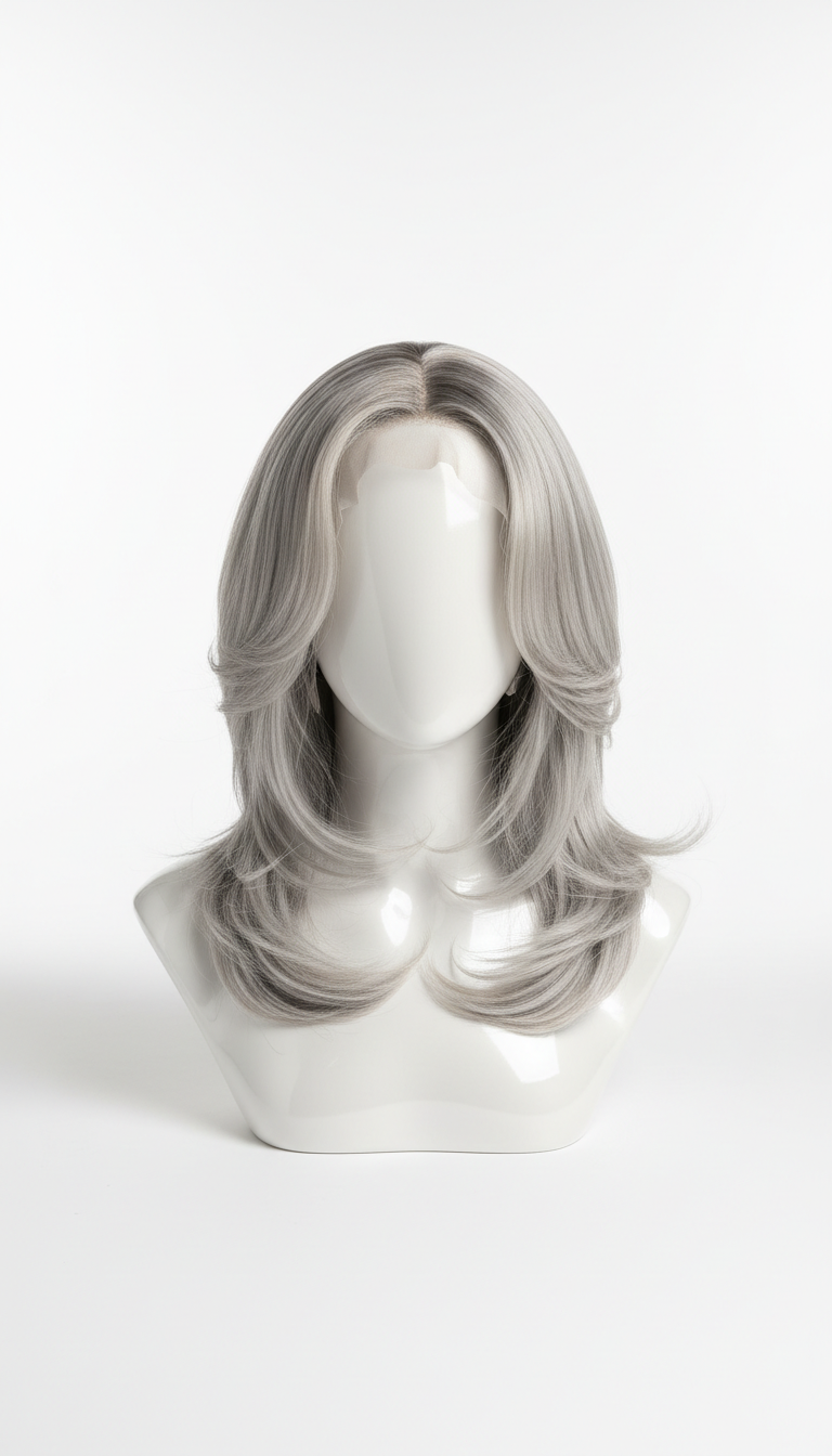 Light Gray layered lace front wig