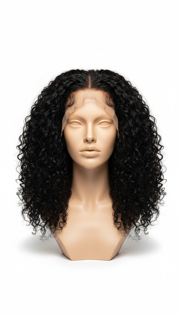 Onyx Black curly lace front wig